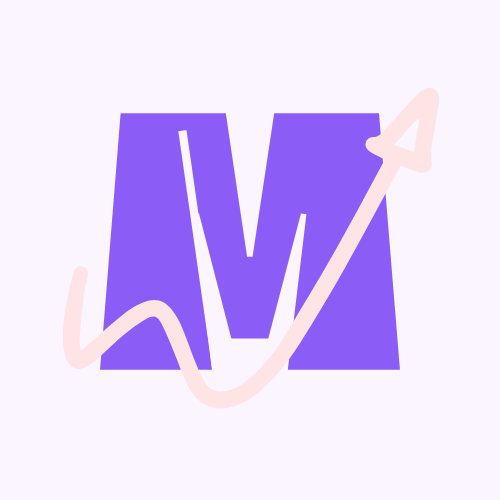 Metaboost Logo: Stylized purple 'M' with a playful design