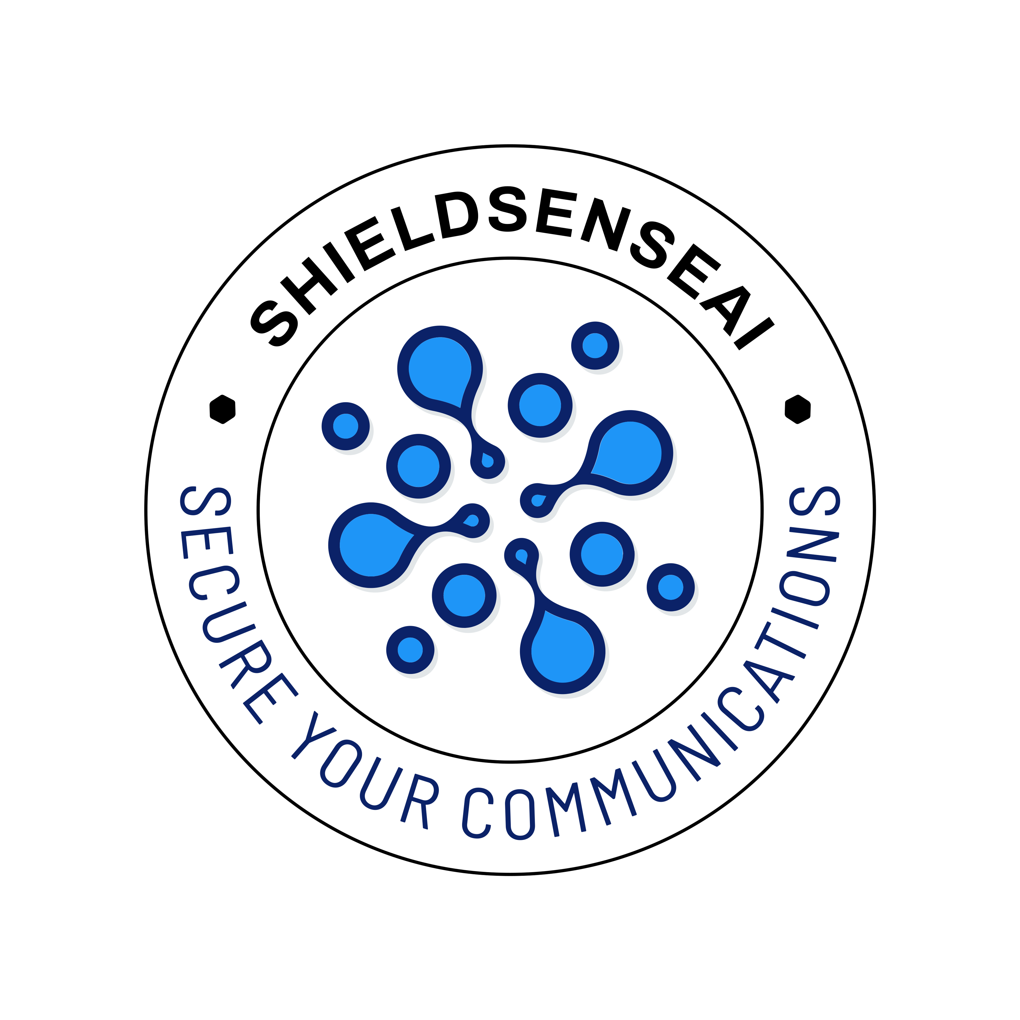 ShieldSenseAI logo featuring blue droplets symbol